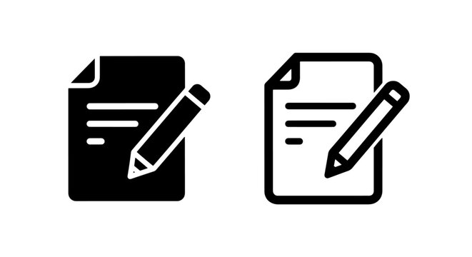 Document editing icon with paper page and pencil for notes and office work