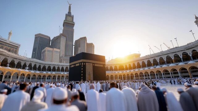Kaaba in Mecca during Hajj pilgrimage season worshippers performing tawaf Islamic religious ritual holy site (2)