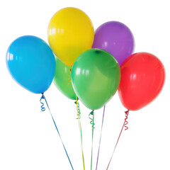 Vibrant cluster of colorful balloons isolated on transparent background