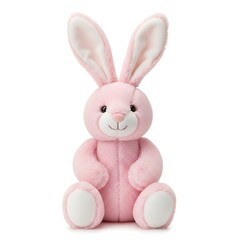Obraz premium Adorable pink stuffed bunny with long ears and sweet smile