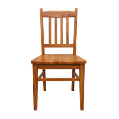 Wooden chair with slatted back isolated on transparent background