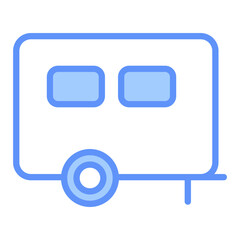 Caravan Outline Blue Color Icon