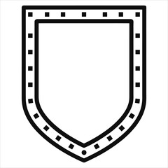 Fototapeta premium Black outline of a heraldic shield with square accents and transparent background