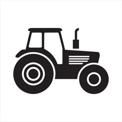 Obraz premium Black tractor icon features bold silhouettes with distinct tire treads against a transparent background