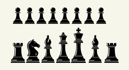 A chessboard setup with pawns, knights, bishops, rooks, queens, and kings on display © Hussnain