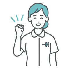 ガッツポーズをする女性看護師のイラスト（応援・達成）