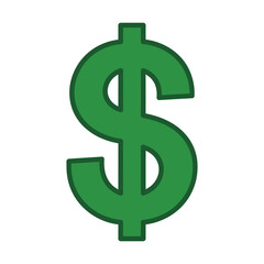 Obraz premium A large green dollar sign on a plain white background symbolizing money