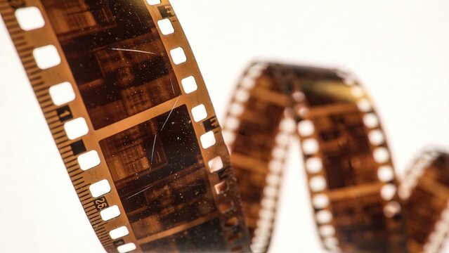 Vintage photographic film strip closeup,analog photography concept,cinema nostalgia,creative media history,film texture,retro visual storytelling and artistic background