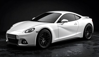 Sleek White Sports Car on Wet Surface.