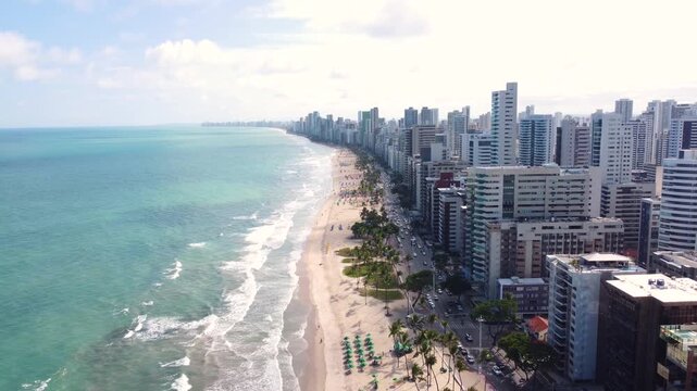 Aerial view of Boa Viagem Beach, Recife, Pernambuco State, Brazil
