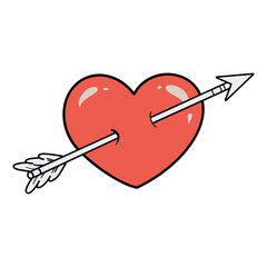 Valentine Day Red Heart with Arrow Transparent Background Illustration.