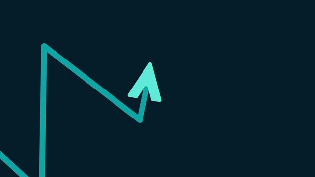 Growth up stock markets blue chart animation. Success, rising business and financial graph, economy data diagram and money investment analysis loopable and seamless abstract concept.