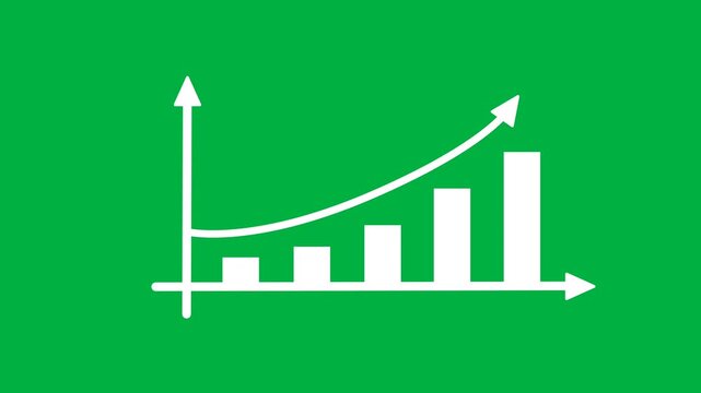 Bar chart for growing business. Developing company growth during. with green background