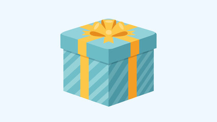 A beautifully wrapped turquoise gift box with a yellow ribbon.