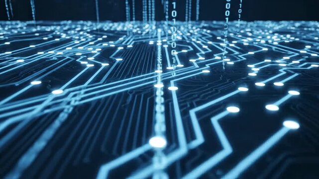 Circuit board network with binary code stream technology conceptualization