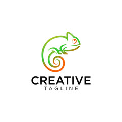 Fototapeta premium Chameleon logo design with vibrant gradient colors and creative tagline.
