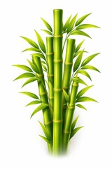 Obraz premium A vertical 3D composition of bamboo stalks with layered leaves. With bright natural green tones, smooth cylindrical depth, visible bamboo joints, soft gradient lighting, overlapping elements for depth