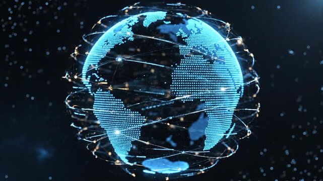 Digital globe with interconnected lines representing global communication