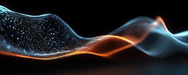 Digital background perfect for tech processes, neural networks, artificial intelligence, data transfer and encryption, digital archives, sound and graphic presentations, science, education, etc.