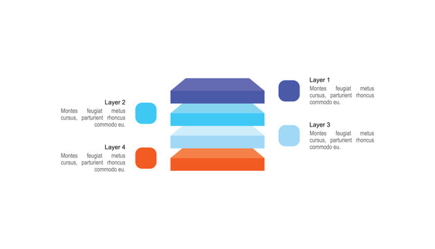 3D Four Layered Block Infographic for Business Process Steps