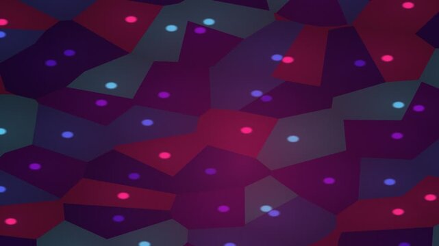 Abstract Dark Voronoi Cells with Colorful Glowing Dots Loop