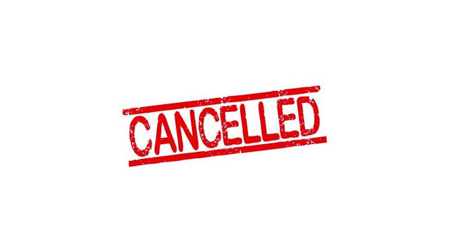 Cancelled rubber stamp animation. cancelled texture text Up to down motion graphics. stamp zooming and hit effect 4k video.