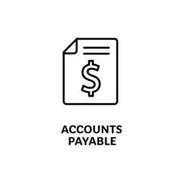 Accounts payable simple outline line icon on white background