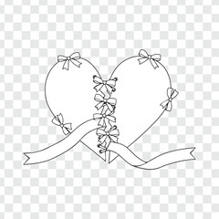 a drawing broken heart with ribbons and bows