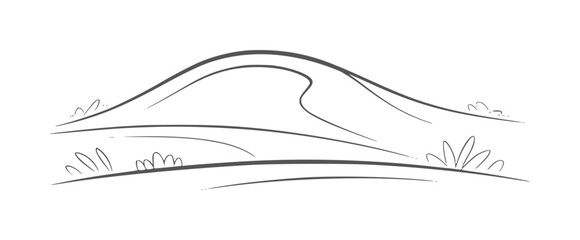 Minimalist of rolling hills with sparse vegetation landscape © Fahim