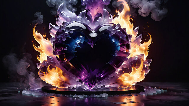The frozen ember a harmonious fusion of violet crystal and eternal fire