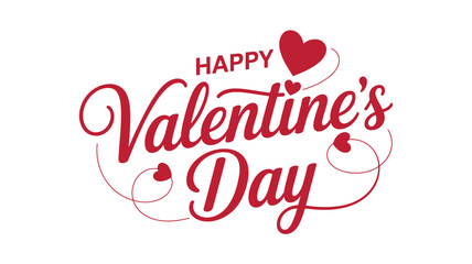 A festive Happy Valentine's Day message with red hearts and swirls