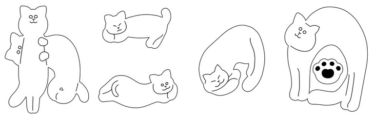ねこの日の手描き猫文字イラスト　白