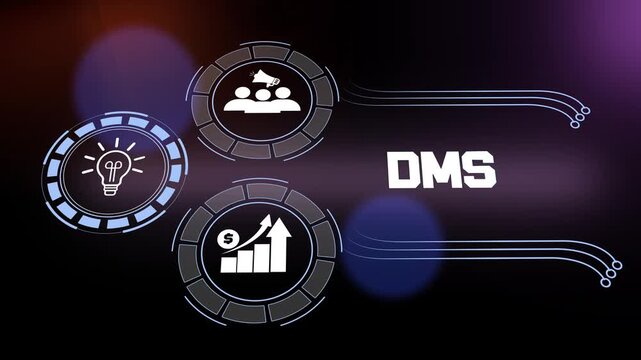 Modern motion graphic with dms text suitable for enterprise file storage and business reporting and administrative efficiency