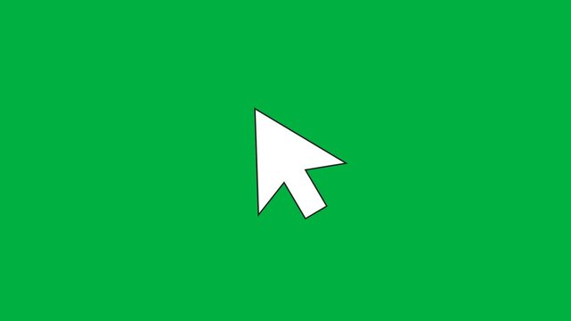 Mouse cursor single click animation on green background. mouse clicking motion video. bottom to up cursor arrow single click sign animation. tap or touch screen