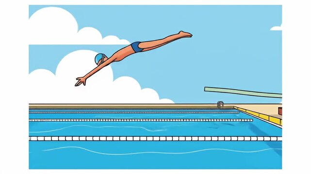 Diving into Summer - A Swimmers Leap of Faith Illustration.