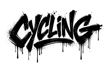Graffiti style cycling typography with urban street art vibes
