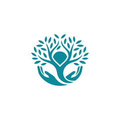 Obraz premium Human tree logo for wellness and care