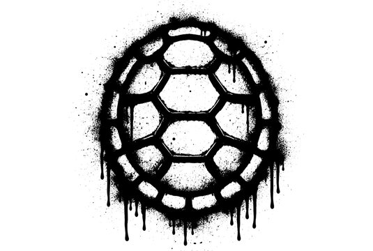 Dripping graffiti style turtle shell with splatter effects