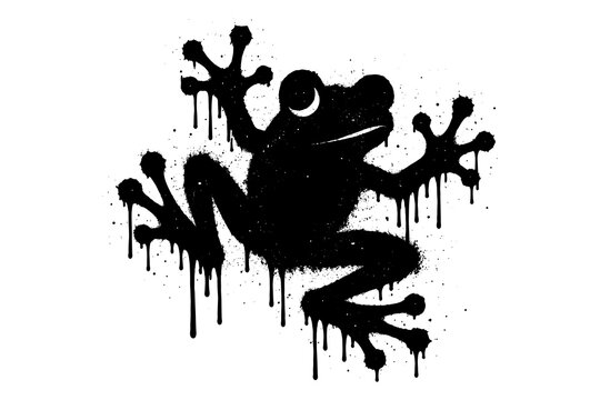Graffiti art of dripping frog silhouette: bold street art design