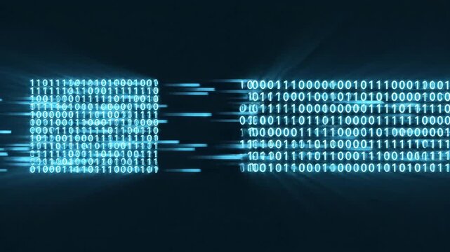 Digital data stream binary code flowing information technology concept