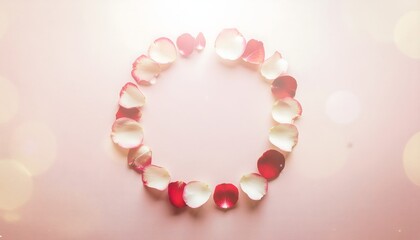Obraz premium Rose Petals Arranged in Circle on Soft Pink Background