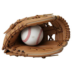 Classic Baseball Glove and Ball Isolated on White Background
