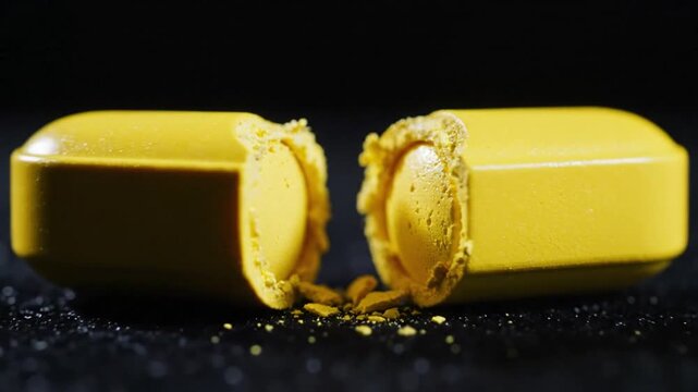 Cracking Yellow Object Close Up.
