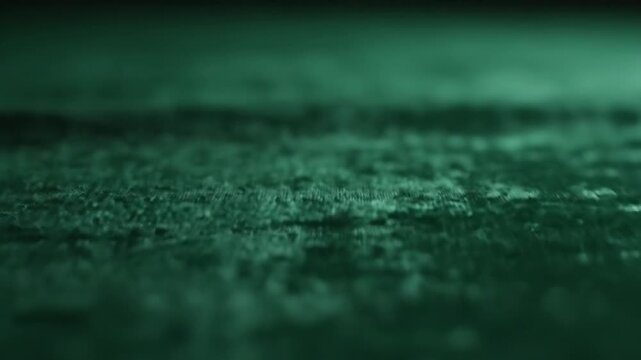 Dark green velvet fabric texture with folds and shadows close up