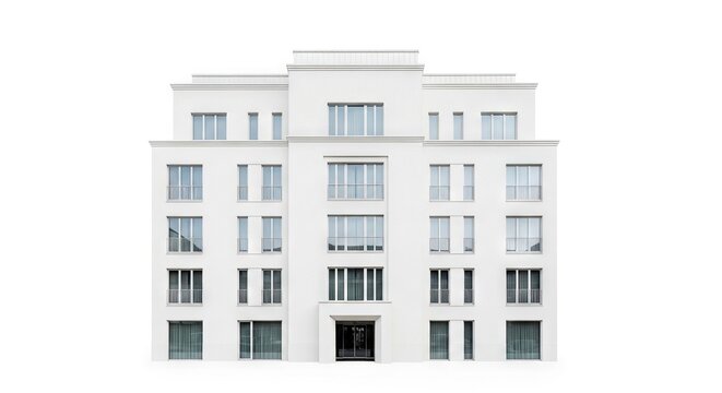 White building facade multiple windows symmetrical design