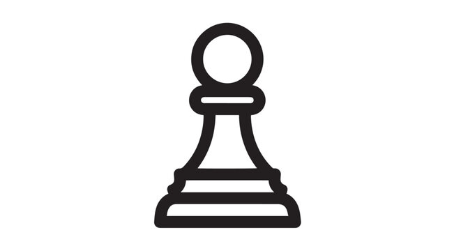Simple black and white outline icon depicting a classic chess pawn piece isolated on a white background