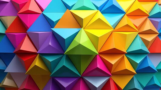 Abstract colorful geometric background with vibrant triangular shapes and a modern design.