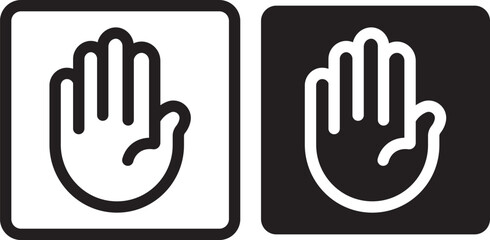 Raised hand icon symbolizing stop or interaction. Stop hand icon. Raised hand icon for templates, web design and infographics. EPS10

