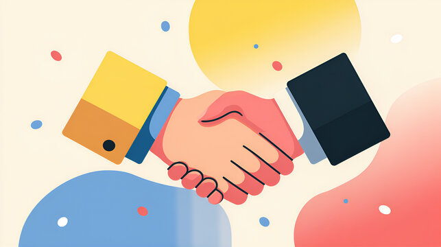 Uścisk dłoni jako symbol wsp&oacute;łpracy, porozumienia i udanego partnerstwa biznesowego.