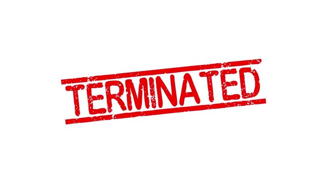 Terminated rubber stamp animation. terminated texture text Up to down motion graphics. stamp zooming and hit effect 4k video.